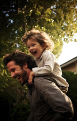 Fototapeta premium Happy father and child spend time together. Parental love. Dad and his baby.&nbsp;Happy&nbsp;Father's&nbsp;men’s Day!