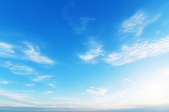 beautiful blue sky with cloudy in mornig light, Generative AI