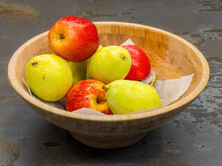 fruits plate with fresh grapes, pears, apples