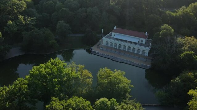 Aerial view of Brooklyn's Prospect Park Boathouse