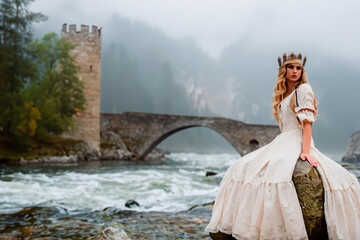 Young Pretty Girl In Victorian Style Dress