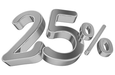 25 percent discount - 3d number silver