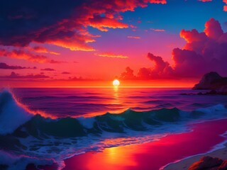 sunset over the sea 