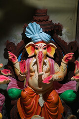 Idol of Hindu Goddess Ganesha during Ganesh puja  festival of India
