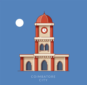 Coimbatore City - Clock Tower -  Icon Illustration