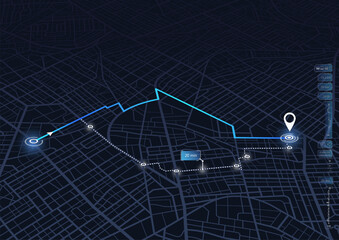 Isometric Gps, graphic tourist map of territory. Smartphone map application. App search map navigation. Fragments of town. Futuristic route dashboard gps map tracking. Vector illustration,