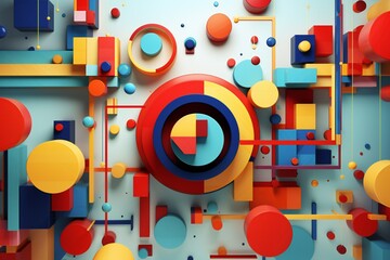 3d Objects  Sphere Cube Cone Cylinder Colorful Abstract wallpaper generative AI