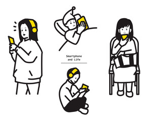 Life and smartphone illustration set