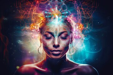 Queen of Yoga and Meditation. Generative AI, non-existent person.	