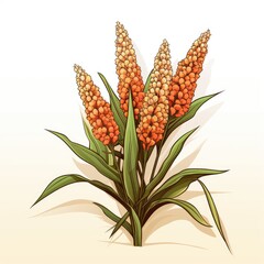 Cute Sorghum with cartoon style isolated on a white background