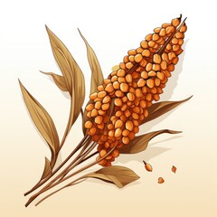 Cute Sorghum with cartoon style isolated on a white background