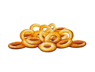Onion rings, fast food watercolor illustration