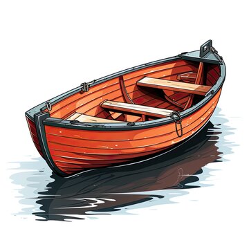 Cute Rowboat with cartoon style isolated on a white background