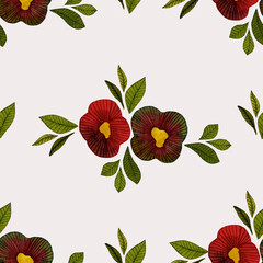 The Seamless seasonal watercolor pattern on a light background. Hand draw illustration. Autumn, flowers, leaves, forest. Menu, restaurant, food, nature, napkins, textiles, wrapping paper.