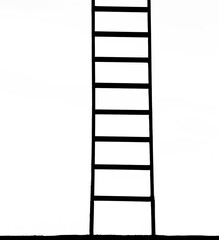 illustration of stairway to heaven. black silhouette of iron ladder or the way, concept of enlightenment and spirituality. Stairway leading up. next level idea, concept. isolated on white background