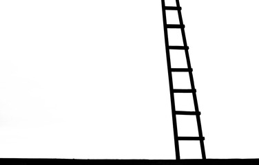 illustration of stairway to heaven. black silhouette of iron ladder or the way, concept of enlightenment and spirituality. Stairway leading up. next level idea, concept. isolated on white background