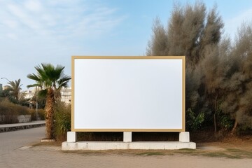 Blank billboard outdoor. Mock up. Empty advertising stand, public information board, Generative AI