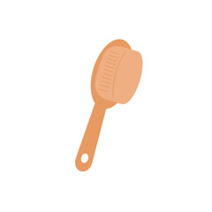Wooden bamboo anti-cellulite body brush on isolated white background.Vector illustration cartoon style