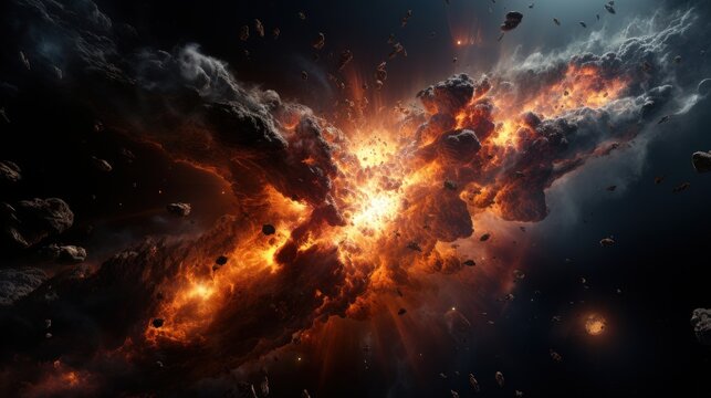 An apocalypse in space destroys cosmic objects. Rockets fight for world domination