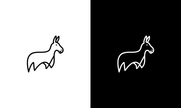 donkey One single line drawing  , line draw design vector illustration, donkey logo design
