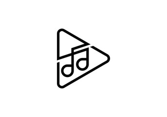 simple modern music play logo design