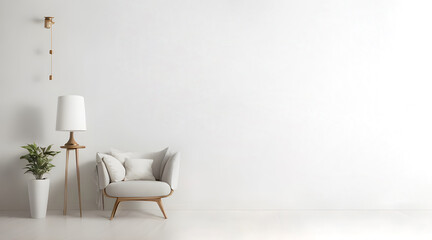 simple chair interior design with simple white copy space background ai generated