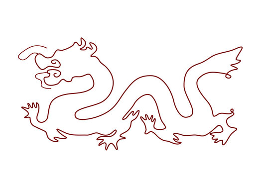 Simple outline of Chinese dragon for new year 2024 design element. greeting card zodiac sign chinese culture year of the dragon.