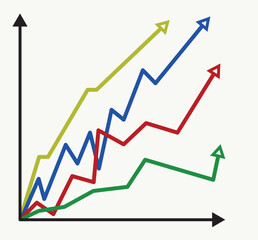 Growth chart with arrows. Vector.
