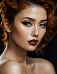 Fototapeta premium Beauty woman close-up portrait. AI generative.