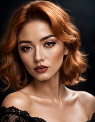 Naklejka premium Beauty woman close-up portrait. AI generative.