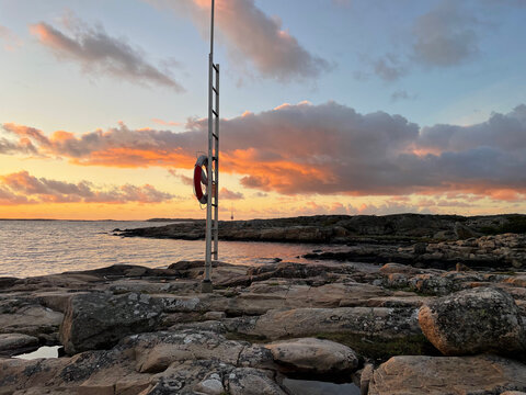 sunset, beach, sweden, halland, steninge, kattegatt, halmstad