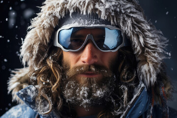 Portrait of a male snowboarder wearing glasses