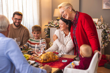 Family gathered for Christmas dinner