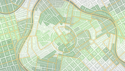 Navigate mapping technology for distance data, path turns. Abstract map with unique lines, geometric patterns background. Huge city top view. Streets, blocks, route for movement on the streets. Vector