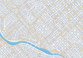 Huge city top view. Streets and blocks, route for movement on the streets of the city. Vibrant abstract map with unique lines, geometric patterns formcartographic background. Vector illustration