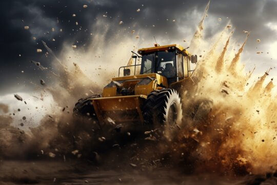 Bulldozer Crashes In A Storm