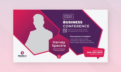 Live webinar online marketing business conference web banner and facebook cover template design