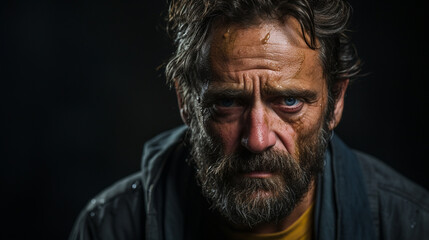Obraz premium An expressive portrait of an actor caught in a moment of intense emotion, their eyes reflecting the character they portray