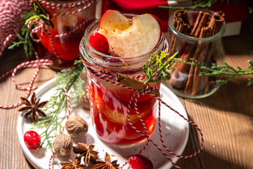 Mulled wine, fruity grog cocktail
