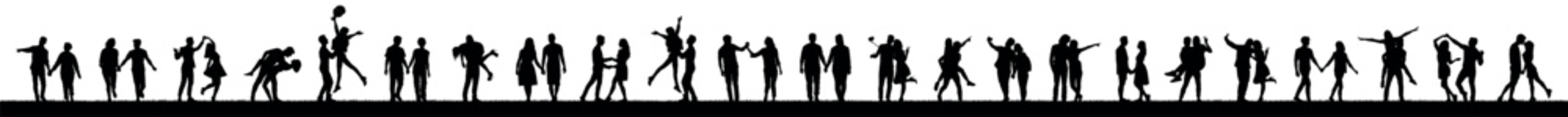 Set of romantic couple in various poses outdoors silhouettes collection.