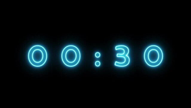 1 minute neon animated neon time minute seconds countdown and one minute countdown in neon classic style