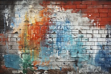 Grungy Urban Graffiti On A Weathered Brick Wall Grunge, Urban, Graffiti, Weathered, Brick, Art, Street Art, Vandalism