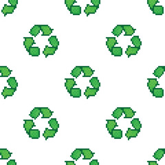  pixel recycle symbol  Seamless Pattern vector recycle background  pixel art for 8 bit game