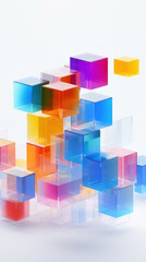 Obraz premium Colorful glass cubes on white background