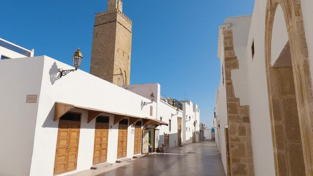 Street view of the citadel of Kasbah of the Udayas, Rabat, Morocco 