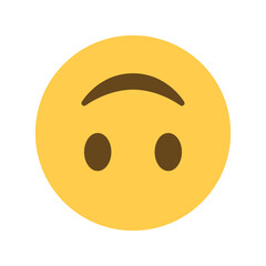 Vector emojji smiley, turned upside down. Isolated irony, sarcasm, joking, sense of goofiness, silliness sign design.