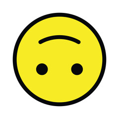Vector emojji smiley, turned upside down. Isolated irony, sarcasm, joking, sense of goofiness, silliness sign design.