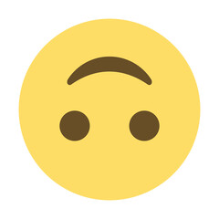 Vector emojji smiley, turned upside down. Isolated irony, sarcasm, joking, sense of goofiness, silliness sign design.