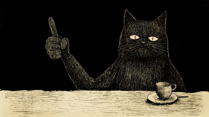 Cat with coffee
