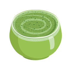 Matcha latte. Japanese matcha tea with milk. Vector illustration.